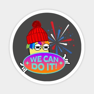 RAINBOW HAIR CARTOON BOY WE CAN DO IT  FUNNY Magnet